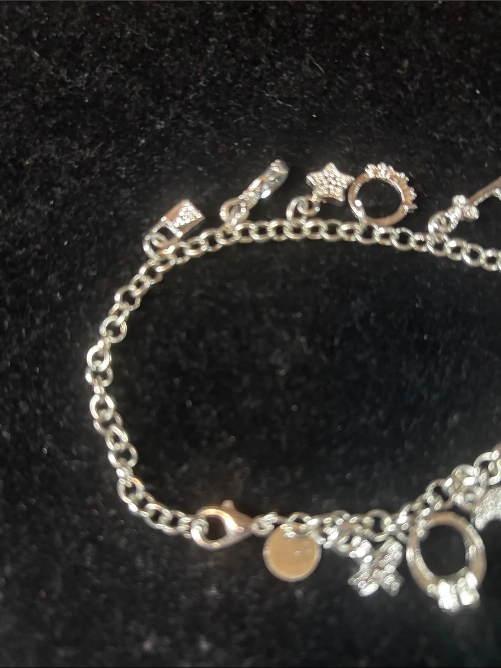 925 stamped SS Charm Bracelet with small Cross and Moon Charms